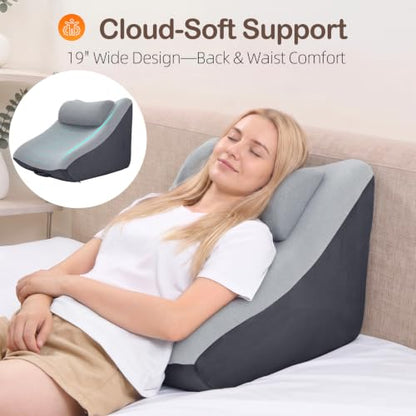 Vekkia 21” Back Rest Pillow with Dual-Layer Foam for Reclining and Sitting - color: Light Gray, size: 21 Inches