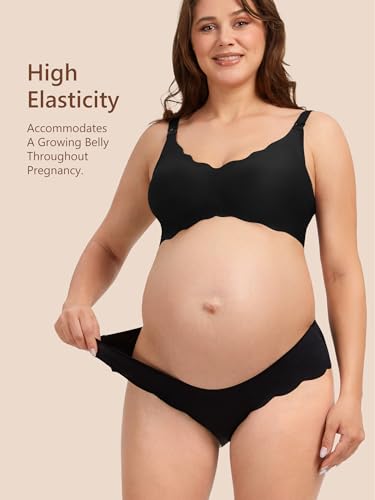 Angelhood 5 Pack Seamless Maternity Underwear, Pregnancy Postpartum Panties - color: Multicoloured B, size: Medium