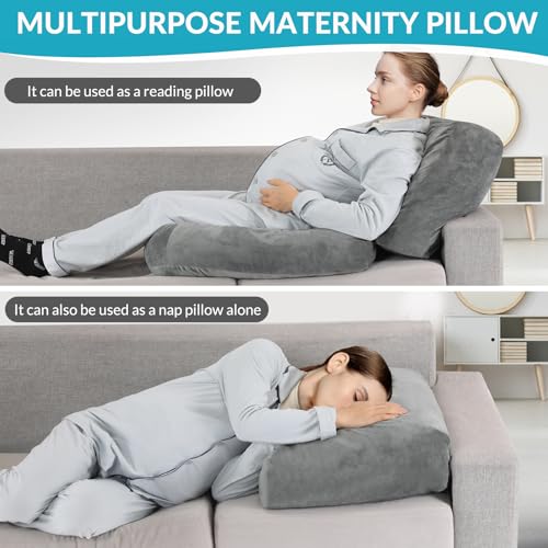 Pregnancy Pillow for Stomach Sleepers, Pregnancy Massage Pillow - color: Grey