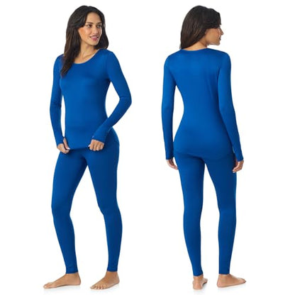 Cuddl Duds Lightweight 2 Piece Active Base Layer Matching Sets for Women - color: True Blue, size: XX-Large