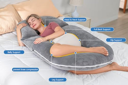 INSEN Pregnancy Pillows, Detachable Body Pillow for Sleeping, Multi-Use Pregnancy Pillows for Pregnant Women, Grey - color: Grey