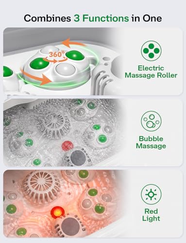 Medisana Collapsible Foot Spa, Foot Bath with Heat, Massage Rollers, Bubble - color: pearl white