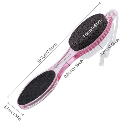 Foot Brush and Pumice Stone for Feet Scrub Callus Remover Pedicure Tools - color: Clear Pink Clear Pink