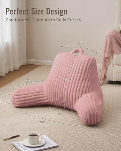 Blissful Diary Reading Pillow for Bed, Backrest Pillow, Plush Pink - color: Fuzzy Plush Pink, size: Large(20inch)