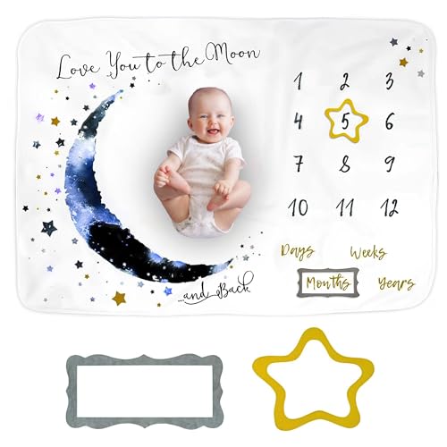 Baby Milestone Blanket, Monthly Photo Blanket, Newborn Boy & Girl Gift