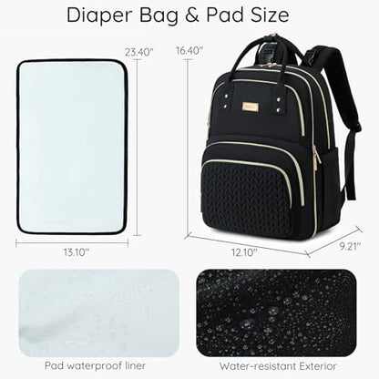 AIJIEKE Diaper Bag Backpack, Large Multi-functional Diaper Backpack, Black - color: Black