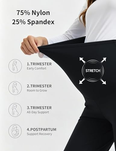 QBK Women's Maternity Scrub Pants Cargo Work Pants 4-Way Stretch 6 Pockets - color: Black, size: XX-Large