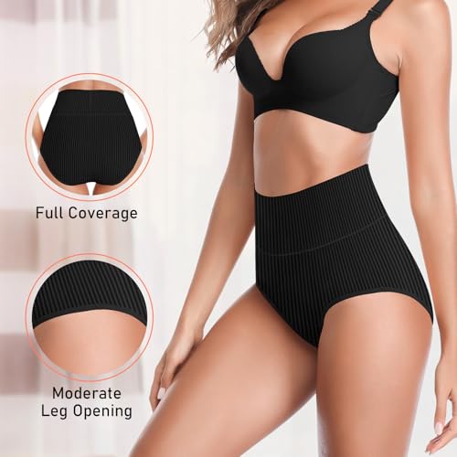 Women's High Waist Cotton Underwear Super Stretchy Briefs Full Coverage Panties Soft Women Panties 5-Pack - color: Classic-5pack, size: Medium-Large
