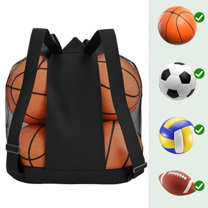 Large Ball Bag, Mesh Sport Bag Adjustable Double Strap