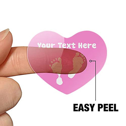 Personalized Custom 1 Line Baby Feet on Pink Shower Heart Shaped Planner - color: Clear