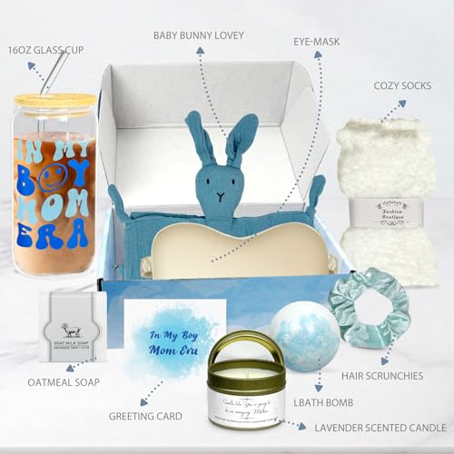 Boy Mom Gifts, New Mom Gift for Women After Birth Pregnancy W Glass Cup - color: Blue