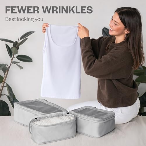 Aerotrunk Compression Packing Cubes for Travel, 2-Pack, Light Grey - color: Light Grey, size: 2-Pack