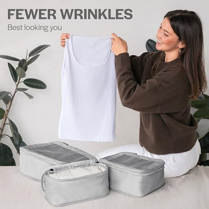 Aerotrunk Compression Packing Cubes for Travel, 4-Pack, Light Grey - color: Light Grey, size: 4-Pack