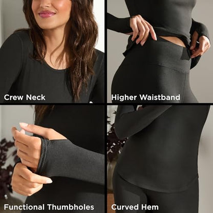 Cuddl Duds Lightweight 2 Piece Active Base Layer Matching Sets for Women - color: Black, size: XX-Small