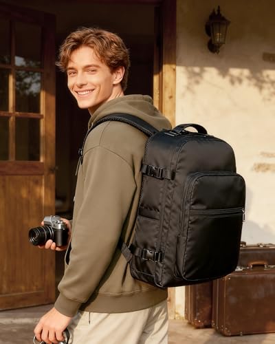 coofay Vacuum Backpack Travel with Pump, Airline Approved Carry On Backpack - color: A-black