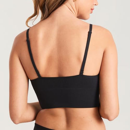 MOMANDA Ribbed Longline Nursing Bras - color: Black, size: XX-Large