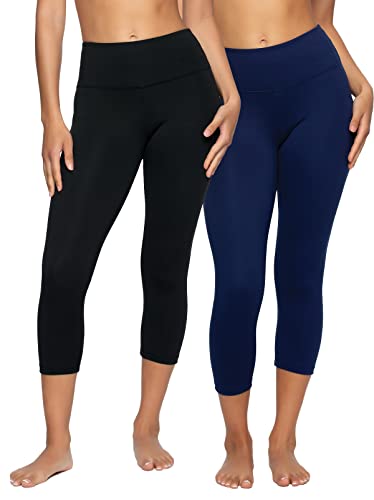 Felina Super Soft Sueded Women's Capri Legging, Squat Proof & Breathable - color: Midnight Navy, size: Medium