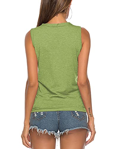 Women's Tie Knot Button Down Shirts Sleeveless Casual Blouse Curved Hemline Tops S-XXL - color: 01-light Green, size: Small