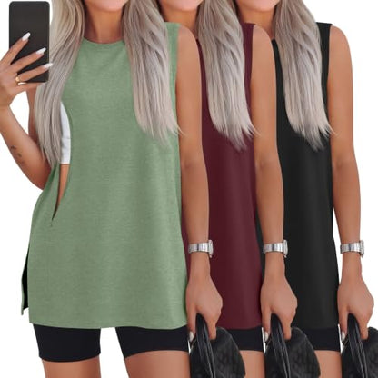 Ficerd 3 Pack Women's Nursing Tank Tops - color: Light Green, Wine Red, Black, size: X-Large