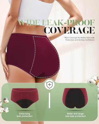 TANSTC Period Underwear for Women Heavy Flow Menstrual Panties 3 Pack - color: Black/Red/Blue, size: Small