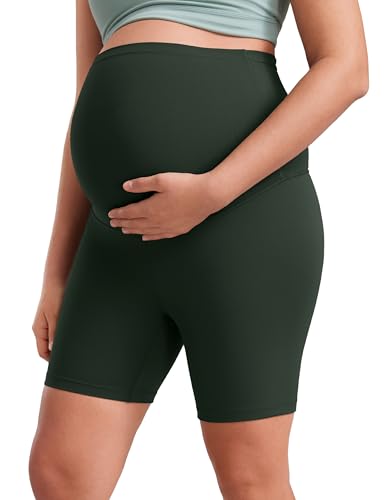 CRZ YOGA Maternity Biker Shorts 6" - color: Legend Green, size: X-Large
