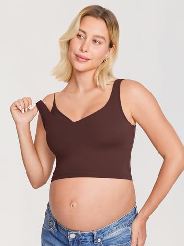 MOMANDA Longline Sports Nursing Bras - color: Taupe, size: Large