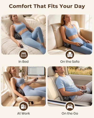 2026 Upgraded 4-in-1 Lumbar Support Pillow Massager with Remote Control