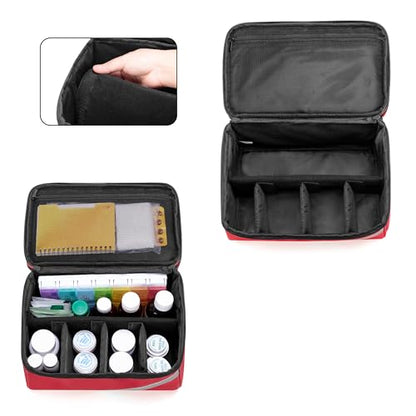 Trunab Medicine Storage and Organizer Bag Empty, Pill Bottle Organizer - color: Red