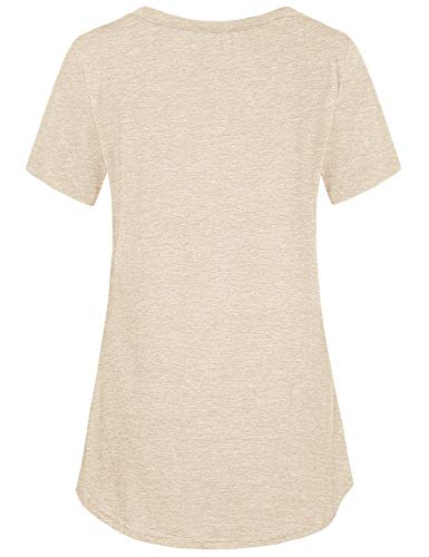 Quinee Women's Casual Button Side Nursing Tops Maternity Breastfeeding Tunic - color: Beige, size: Medium