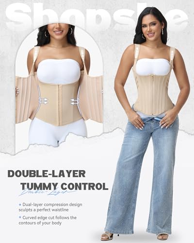 SHAPSHE Waist Trainer for Women Tummy Control Corset Back Support Tan XS