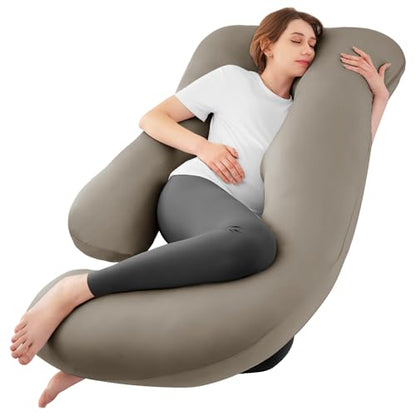 Cooling Pregnancy Pillows for Sleeping, 57'' Full Body Pillow, Linen - color: Linen, size: 57 Inch