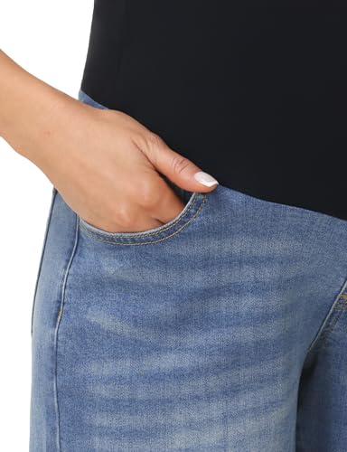 Foucome Women's Maternity Jean Shorts Over the Belly - color: Blue, size: Small