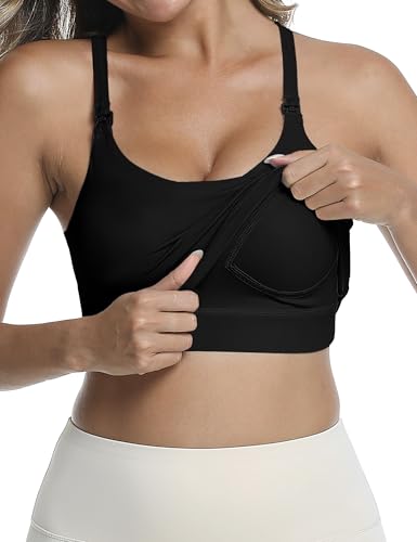Nursing Tank Tops for Breastfeeding - color: Black, size: Small