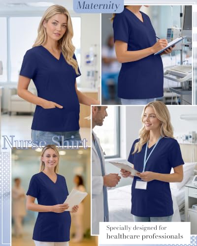 Neer Women's Maternity Scrub Top - color: Navy Blue, size: X-Large