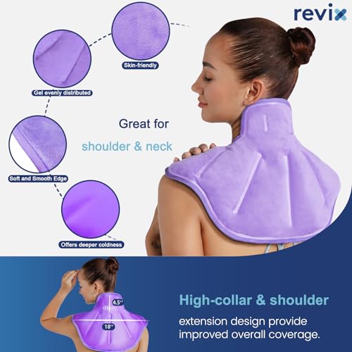 REVIX Shoulder Ice Pack Reusable, Hot Cold Gel Pack for Neck and Shoulder - style: Neck & Shoulder Purple