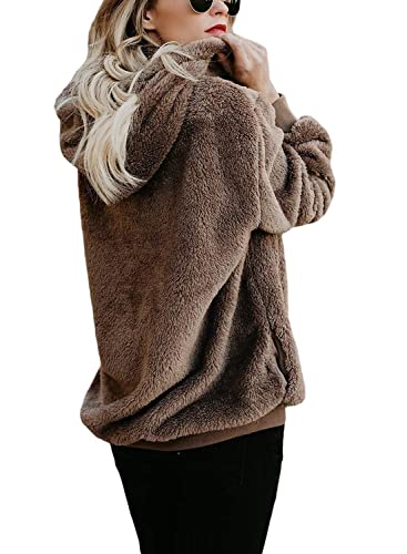 ReachMe Womens Oversized Sherpa Hoodie Pullover Fleece Sweatshirt - color: 0 Brown, size: Large