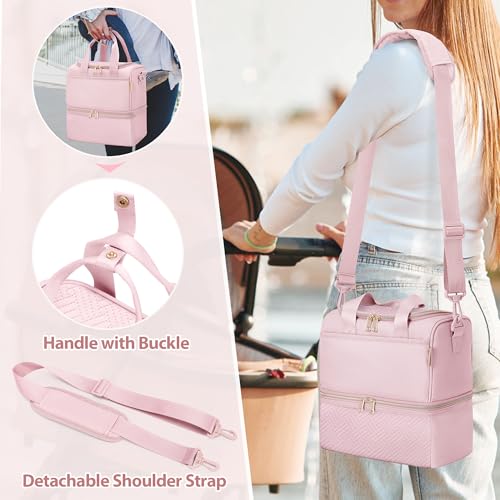 Fasrom Wearable Breast Pump Bag with Breastmilk Cooler Compartment - color: Pink