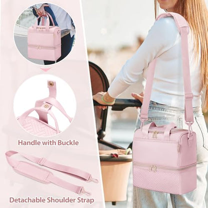 Fasrom Wearable Breast Pump Bag with Breastmilk Cooler Compartment - color: Pink