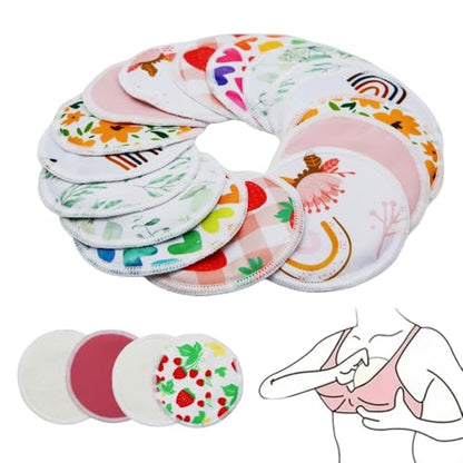 8 pcs(4 Pairs) Random Prints Breast Pads for Nursing Mothers, Reusable and Washable (8pcs Random Prints) - style: 8pcs random prints
