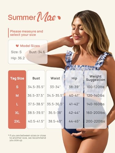 Summer Mae Maternity Swimsuit Ruffled Two Piece Bikini High Waist Swimwear - color: Dewdrop Blooms, size: Small