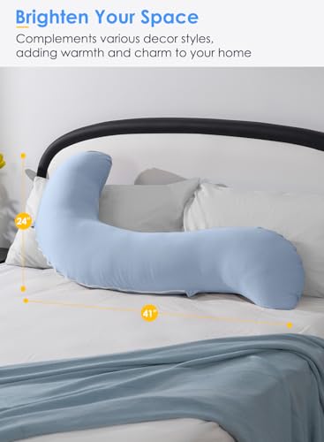QUEEN ROSE Body Pillow for Side Sleepers, Cooling S Shaped Hug Pillow, Blue - color: Blue