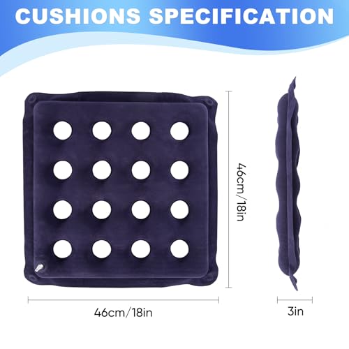 Waffle Cushion Pressure Relief, 2-Pack Inflatable Seat Cushion w/Pump, 18" - color: Purple&beige