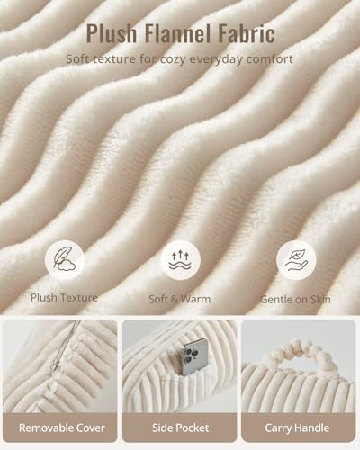Blissful Diary Reading Pillow for Bed, Backrest Pillow, Cream White - color: Fuzzy Cream White, size: Standard(18inch)