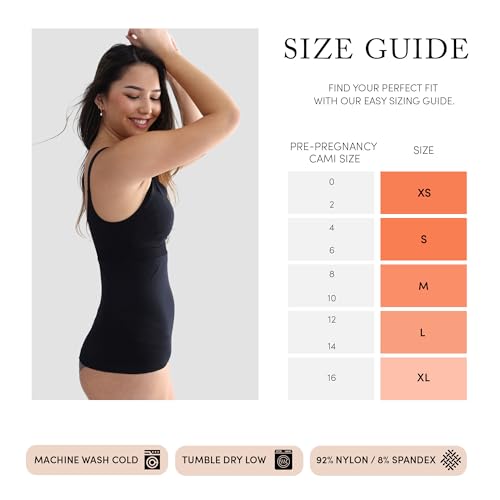 Ingrid & Isabel Basics - Postpartum Nursing & Pumping Cami for Breastfeeding - Seamless Nursing Tank Top - color: Black, size: Small