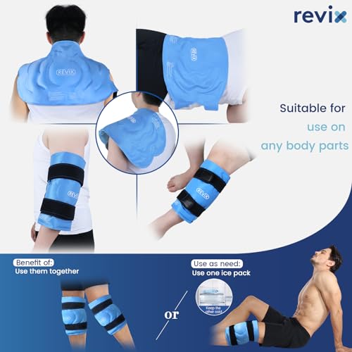 REVIX 20" XXXL Ice Knee Wrap, Extra Large Reusable Cold Compress, 2 Packs - style: Blue-2 Packs