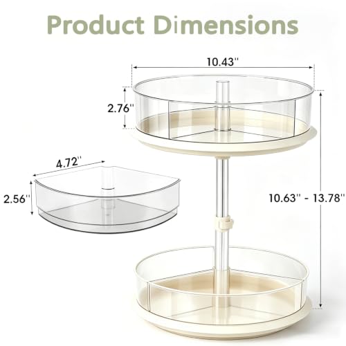 Lazy Susans Organizer for Medicine Cabinet, 2 Tier Rotary Turntable
