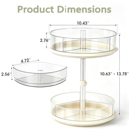Lazy Susans Organizer for Medicine Cabinet, 2 Tier Rotary Turntable