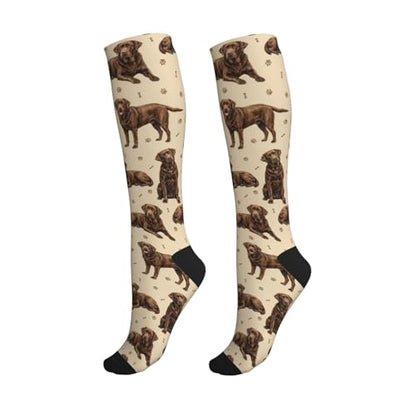 Cute Dog Compression Socks Women Men, Dog Lover Gift - color: Chocolate Lab
