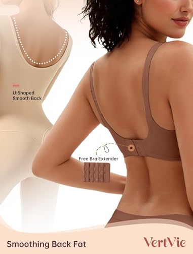 Vertvie Jelly Bra No Underwire Seamless Push Up Full Coverage - color: Brown, size: 3X-Large