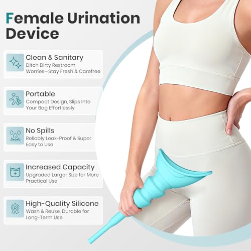 Portable Female Urinal, Silicone Pee Funnel, Splash‑Free Stand‑to‑Pee